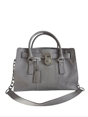 Michael Kors Hamilton Silver Studded Saffiano Leather Bag
